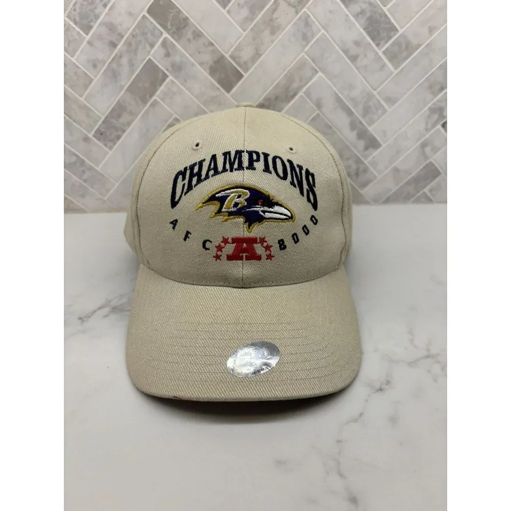 Vintage Y2K 2000s 00s Baltimore Ravens‎ 2000 AFC Champions Strapback Adjustable
